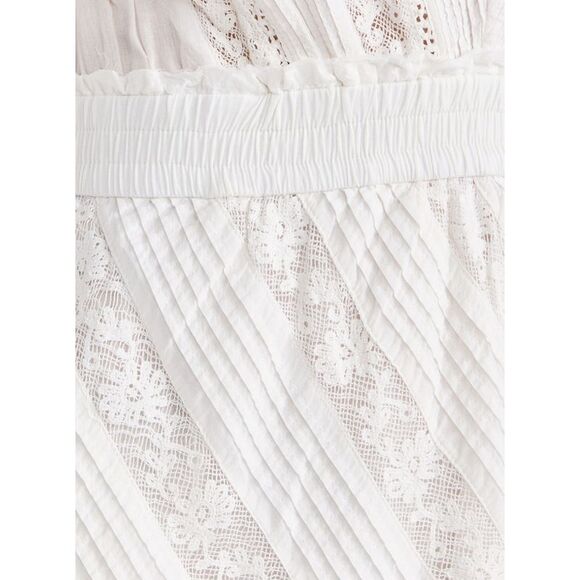 LoveShackFancy Womens Calamina Lace Trim Mini Dress Large Bright White NWT $425 LoveShackFancy Womens Calamina Lace Trim Mini Dress Large Bright White NWT $425